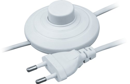 Шнур с электрической вилкой и нажимным выключателем Navigator (ШВВП 2х0.75) 1.7м белый картинка 